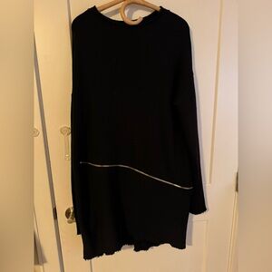 VERONIQUE MILJKOVITCH SWEATSHIRT DRESS TUNIC ZIPPER ASYMMETIC S OVERSIZED